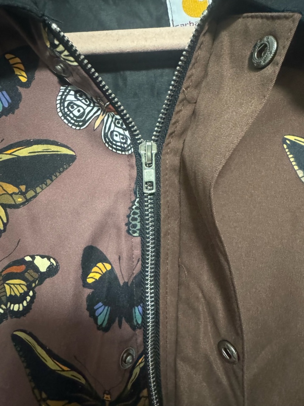 Carhartt Butterfly Button-Up Jacket in Brown & Mauve - Picture 8 of 10